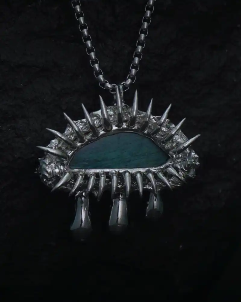 Azure Tear, Gothic Soldered Labradorite Necklace - view 1