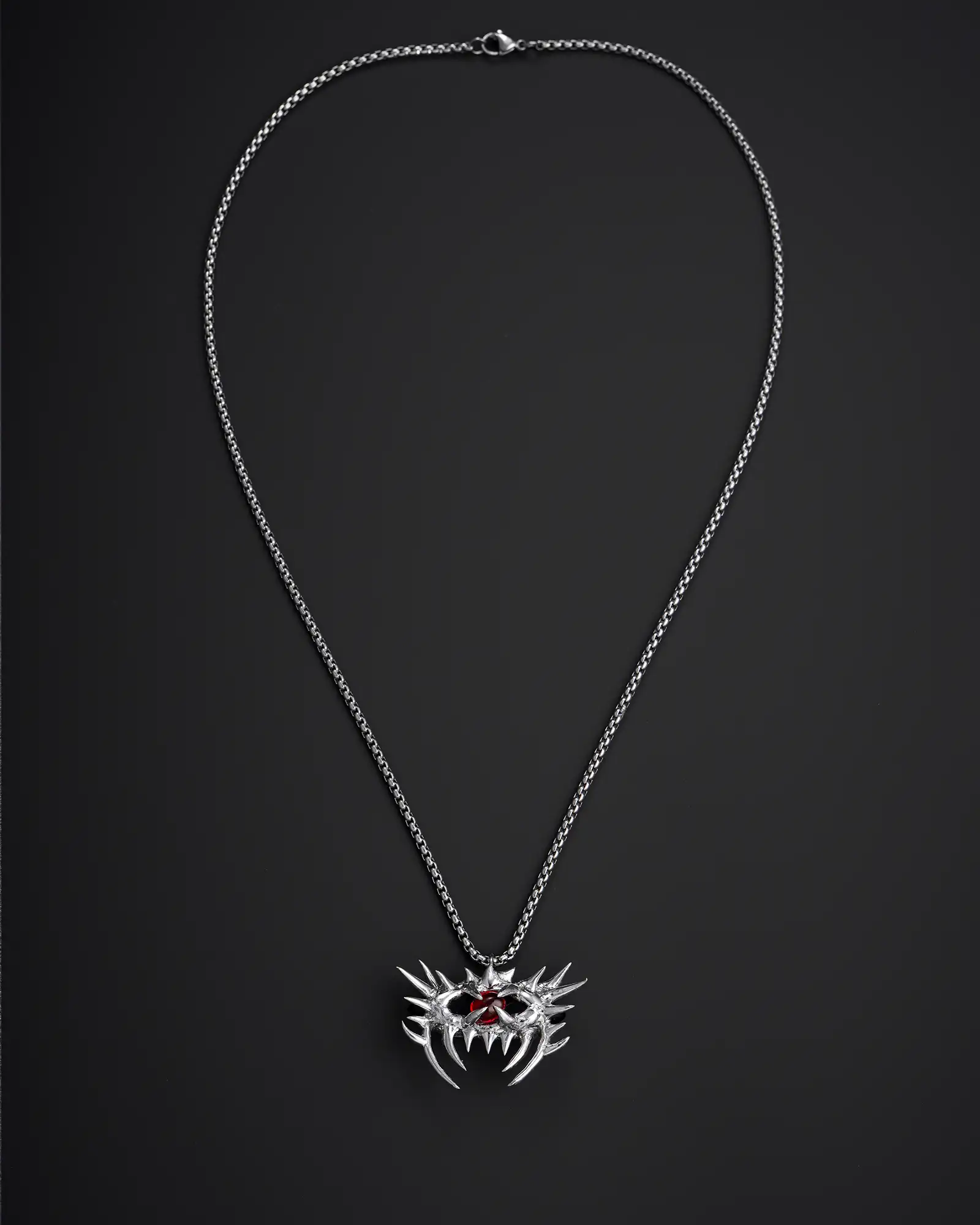 Crimson Panoptes, Uncanny Soldered Garnet Necklace - view 3