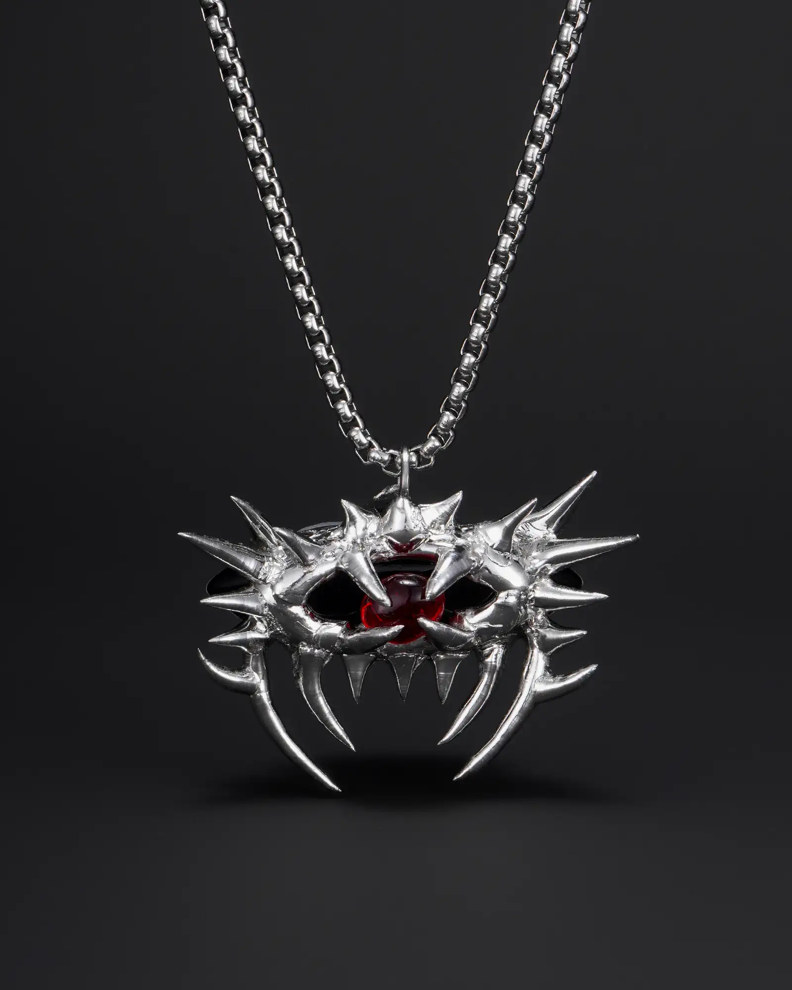 Crimson Panoptes, Uncanny Soldered Garnet Necklace - view 1