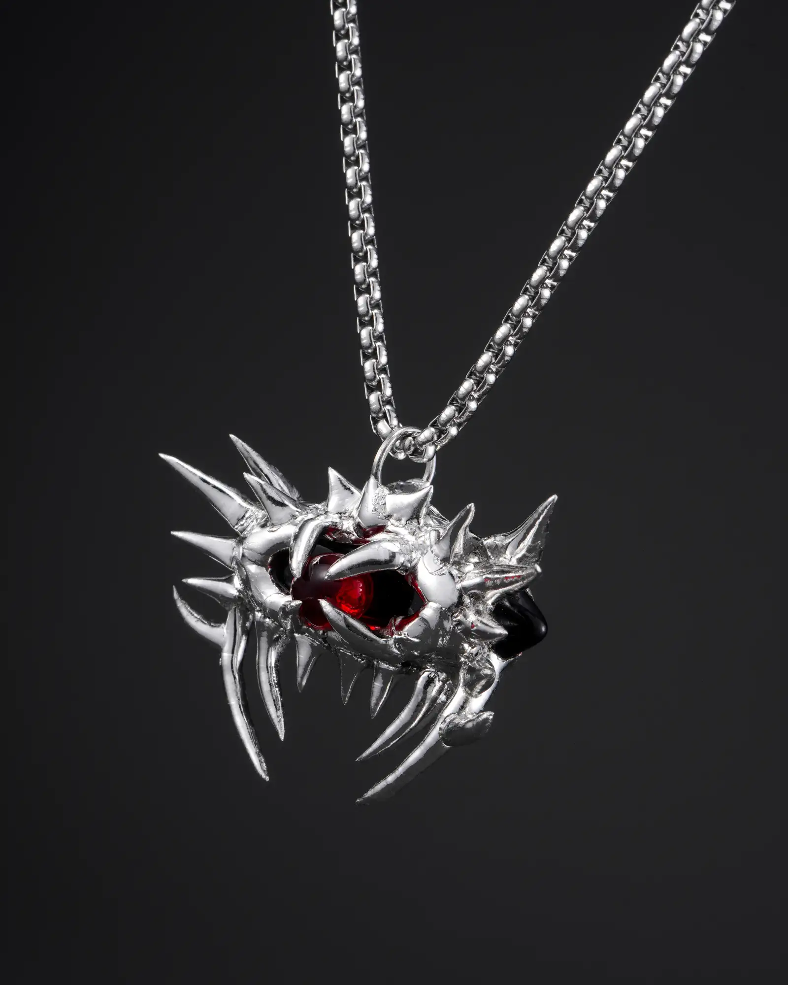 Crimson Panoptes, Uncanny Soldered Garnet Necklace - view 2