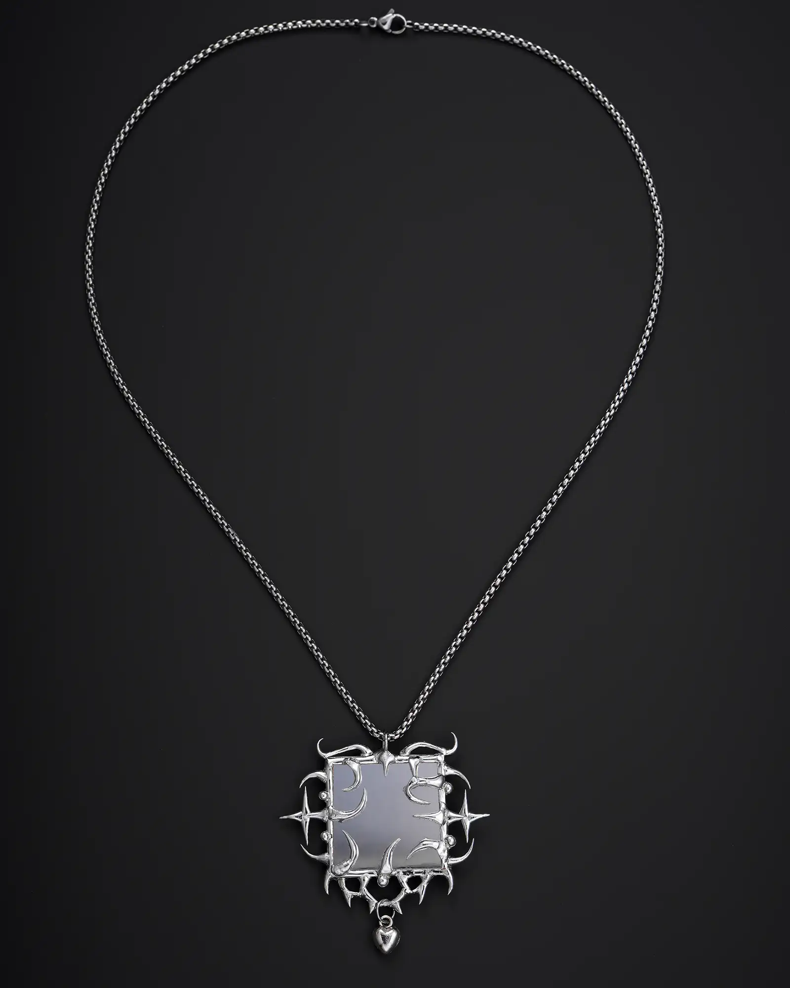 Vesperglass Heart, Dark Romantic Mirror Necklace - view 4