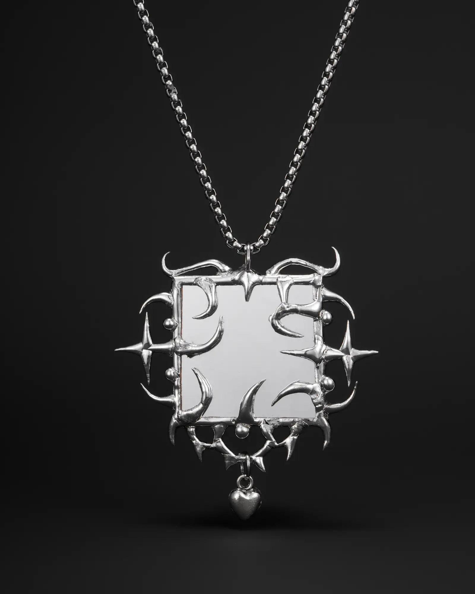 Vesperglass Heart, Dark Romantic Mirror Necklace - view 2