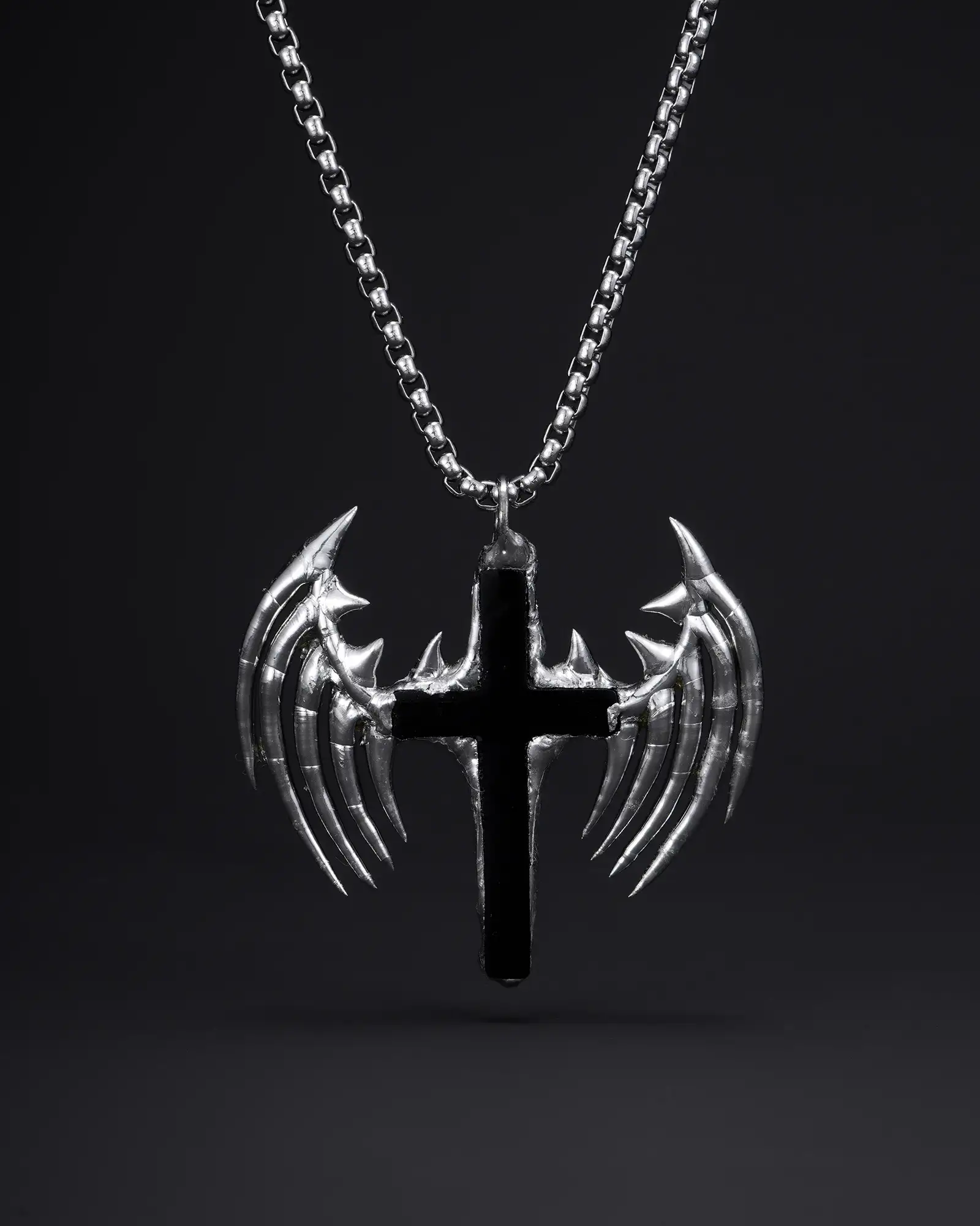 Even in Death, Skeletal Wing Cross Necklace - view 1