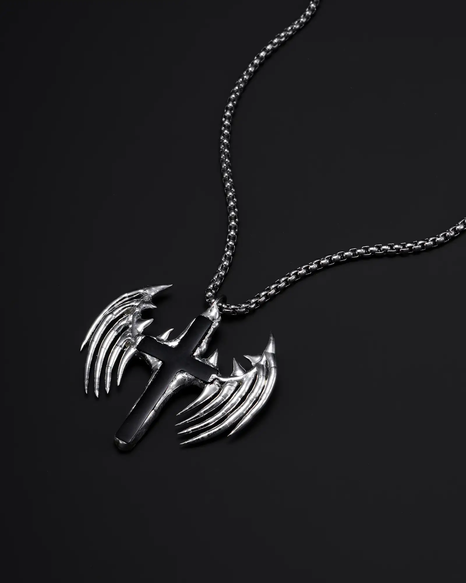 Even in Death, Skeletal Wing Cross Necklace - view 2