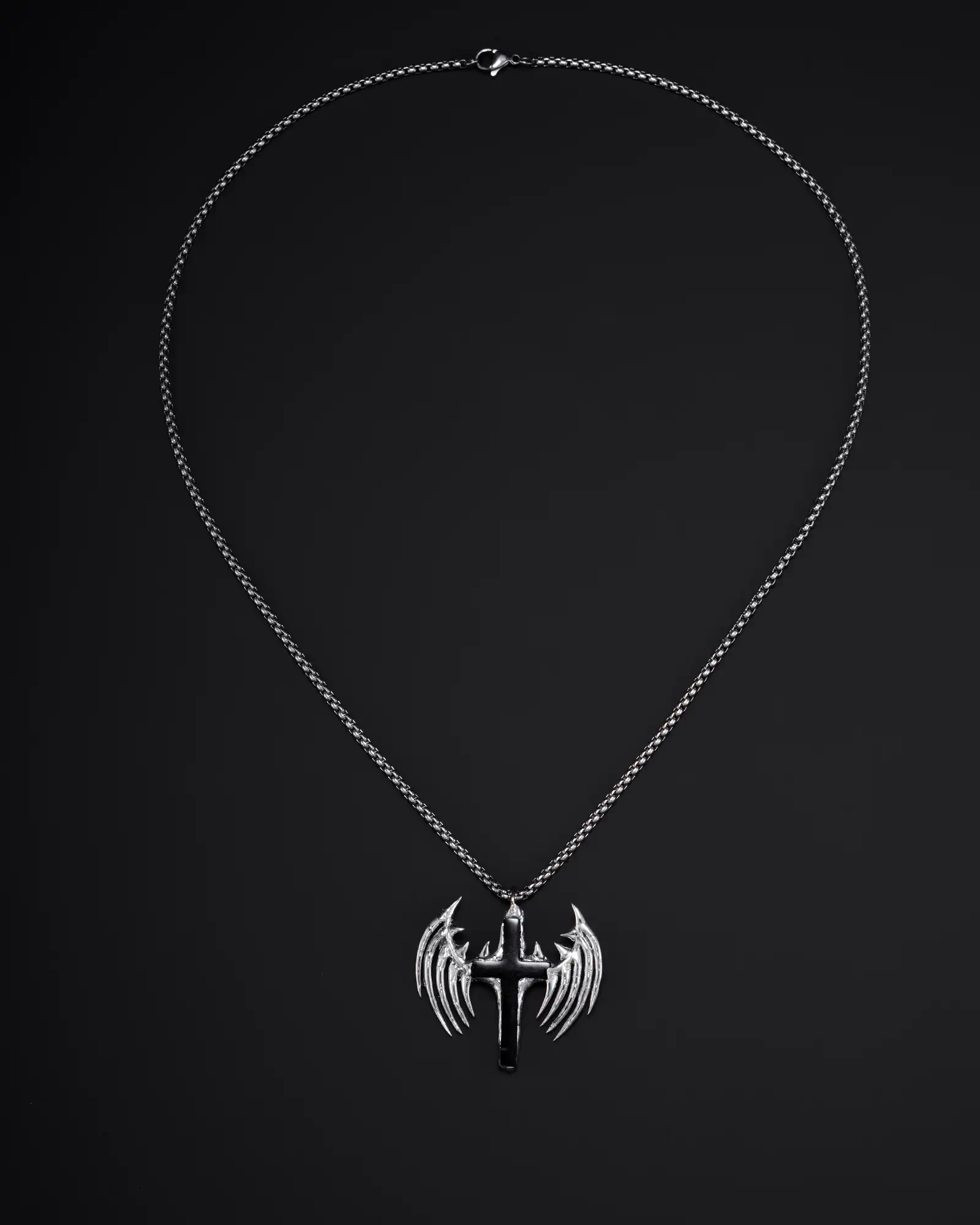 Even in Death, Skeletal Wing Cross Necklace - view 3