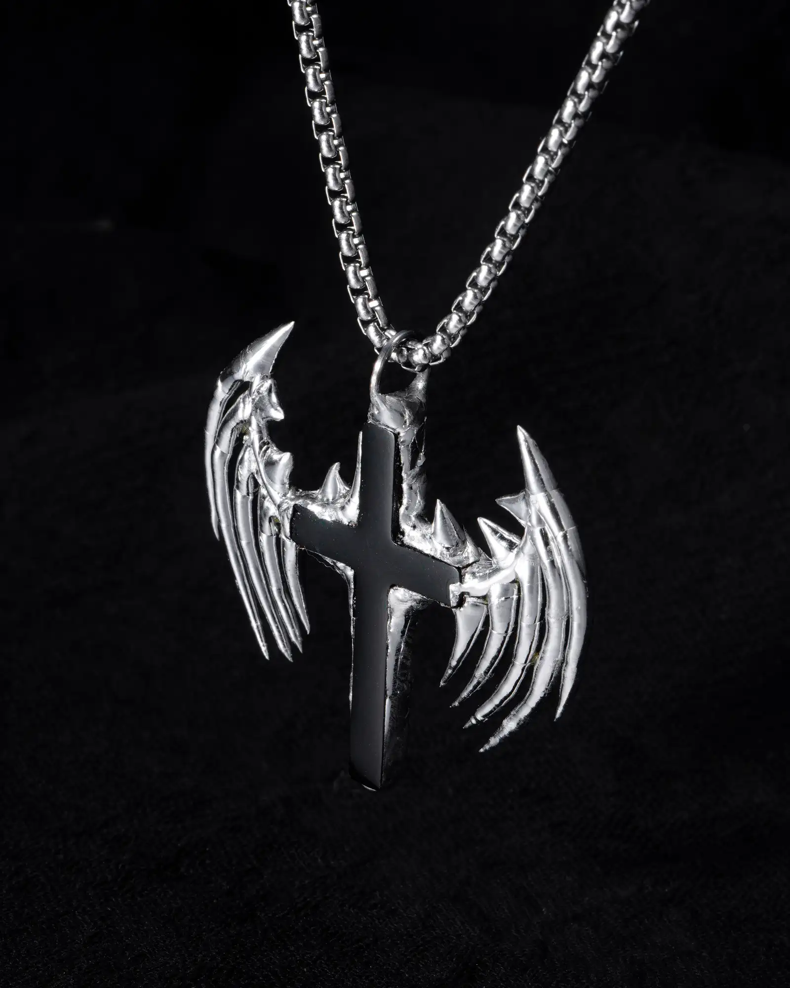 Even in Death, Skeletal Wing Cross Necklace - view 4